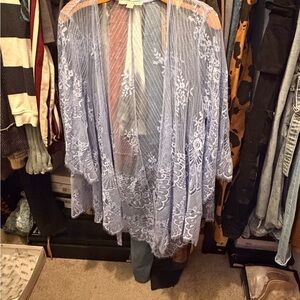 Miami Lace Cardigan in Soft Blue